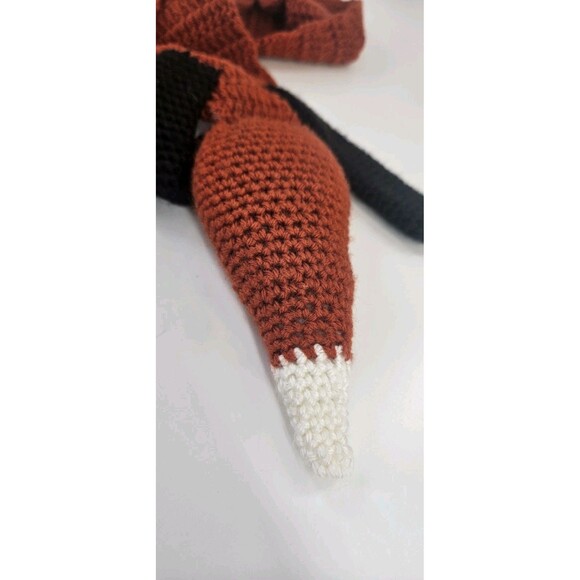 Vintage Crochet Fox Scarf Button Eye Stuffed Head And Tail ~5'× 3" Handmade - Picture 4 of 5